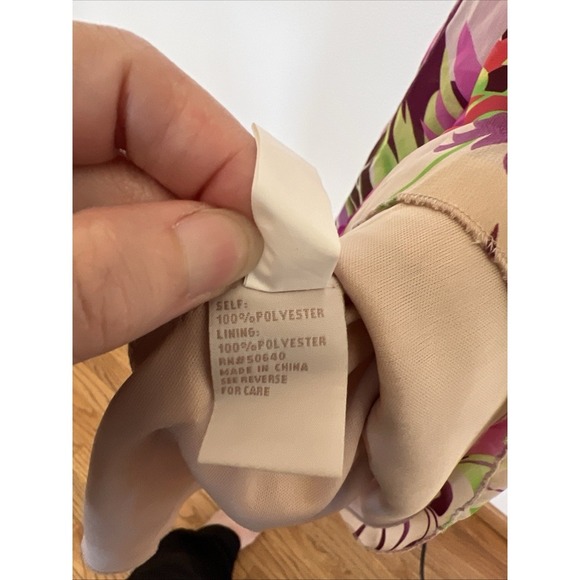 Jonathan Martin Dress Women Size 6 Floral Ruffle Deep V Neck Tie Waist - Picture 8 of 9